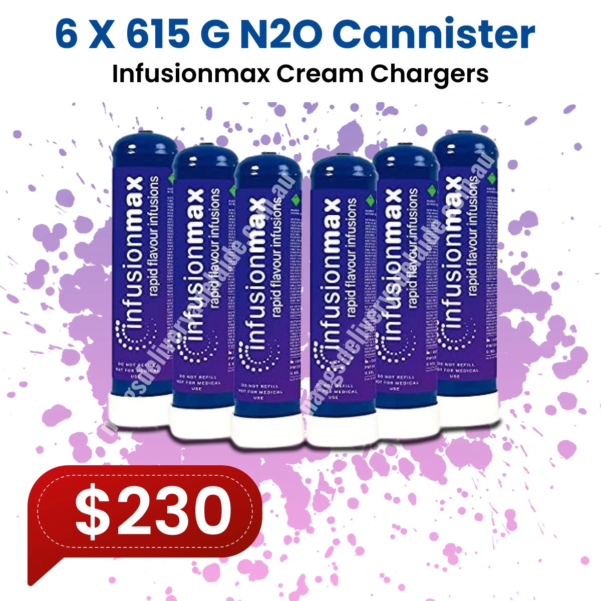 6 x 615G N2O Cannister Infusionmax Cream Charger