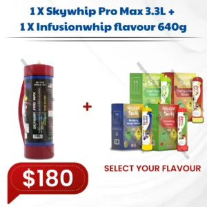 1x Skywhip Pro Max 3.3L tank + 1x Infusionwhip flavour 640g tank