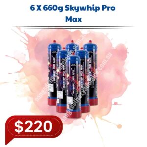 6 x 660g N2O Skywhip Pro Max Cream Chargers