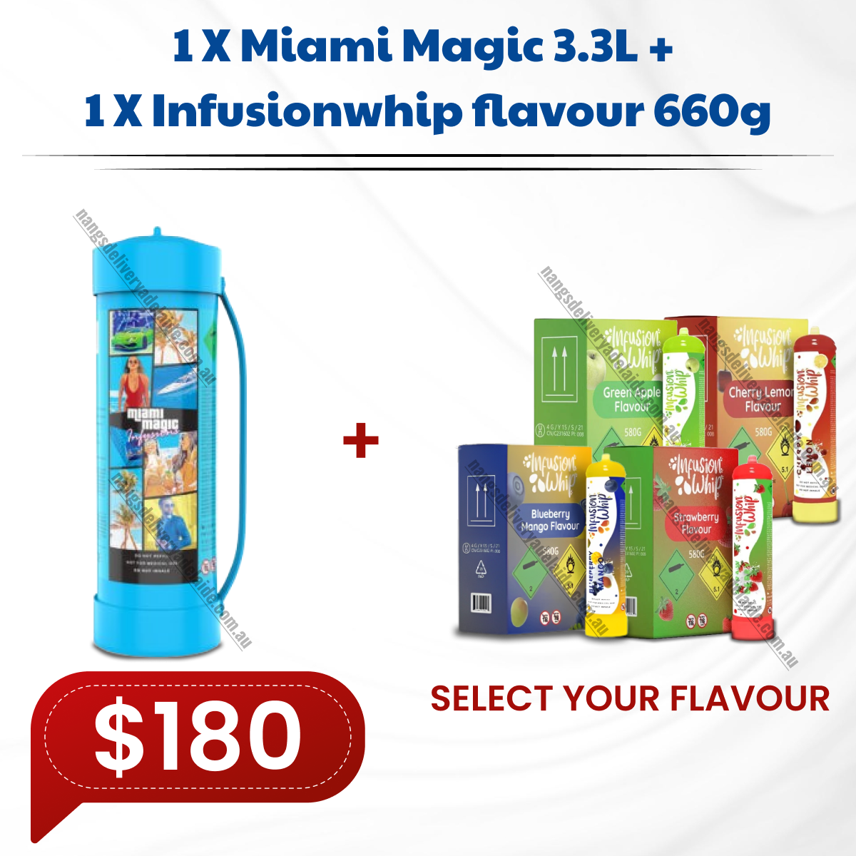 1x Miami Magic 3.3L tank + 1x Infusionwhip flavour 660g tank
