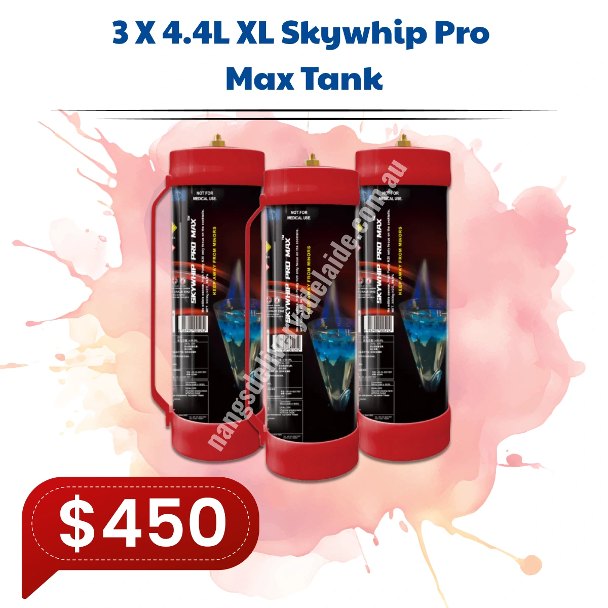 3 x Skywhip Pro Max 4.4L N2O Tank