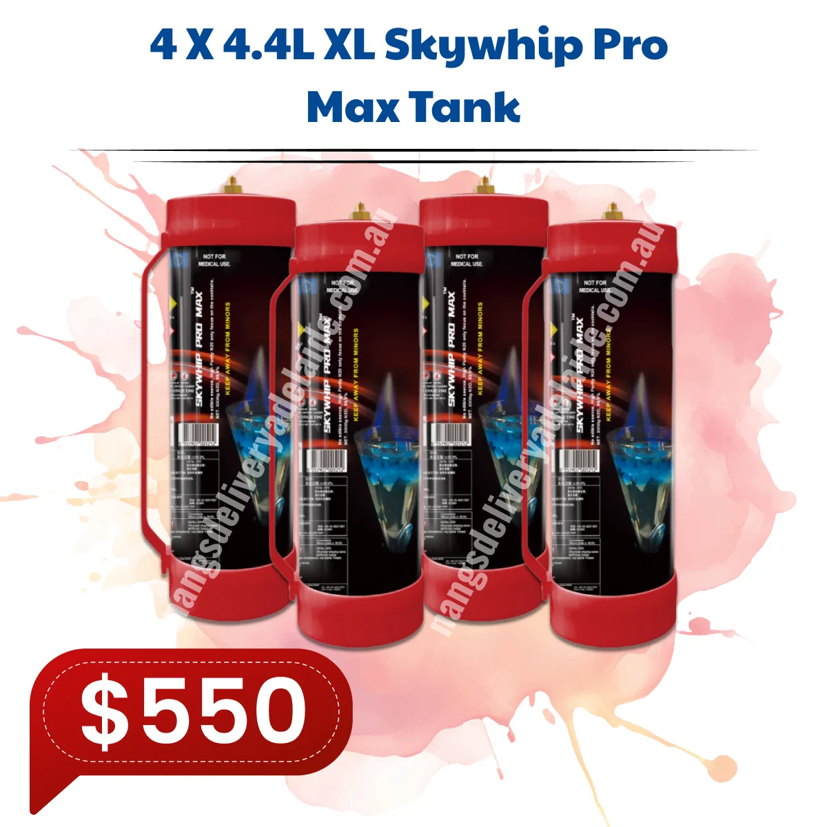 4x Skywhip Pro Max 4.4L N2O Tank